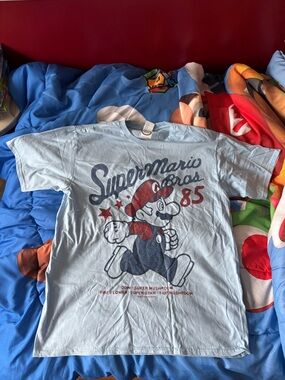Nintendo Light Blue Super Mario Bros Graphic Tee